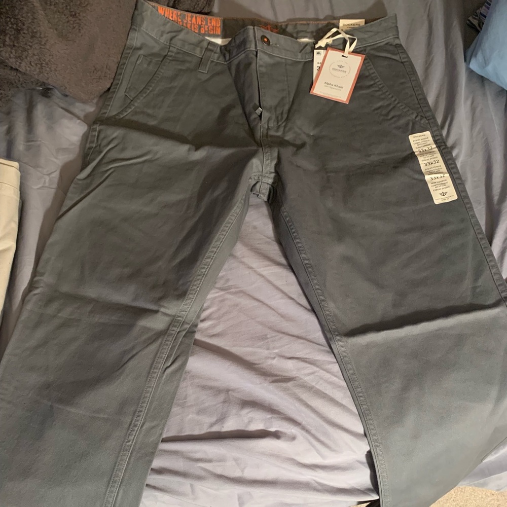 Khaki, Slim Tapered Fit Pants